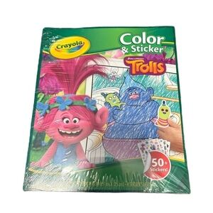 Crayola Trolls Color & Sticker Book - Pink and Blue NEW Vintage Poppy